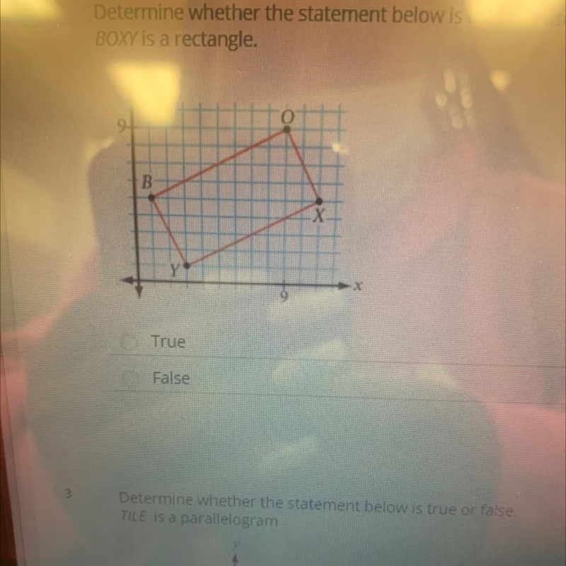 Determine whether the statement below is true or false boxy is rectangle-example-1