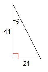 HELP DUE IN 30 MINS! Use right triangle trig to solve for the missing angles. Round-example-1