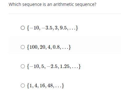 Which sequence is an arithmetic sequence?-example-1