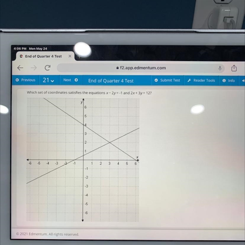 Help with this’d the question? Here’s the options .. A (1,2) B (3,1) C (3,2) D (-3,-2) E-example-1