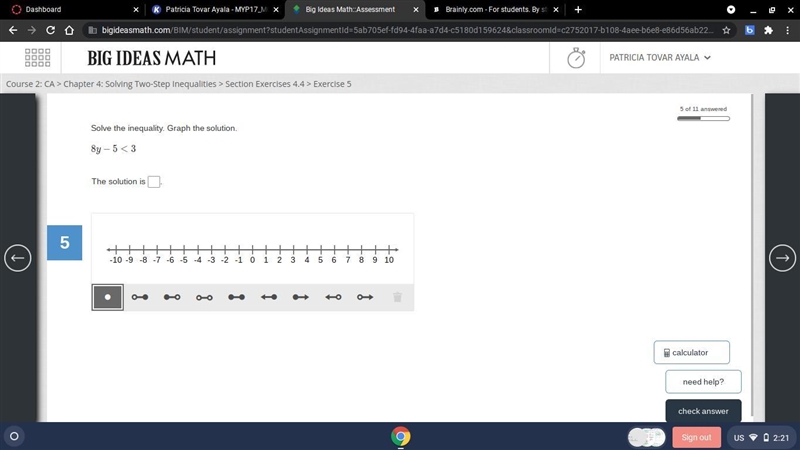 Pls help solve this with a number line and the anwser to y-example-1