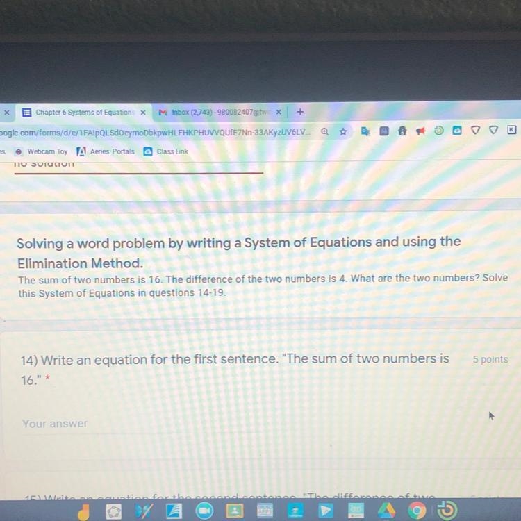 can someone help me with the word problem not #14 just word problem and solve please-example-1