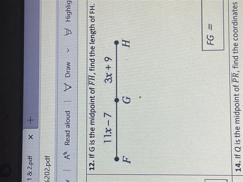 If g is the midpoint of fh find the length of fh-example-1