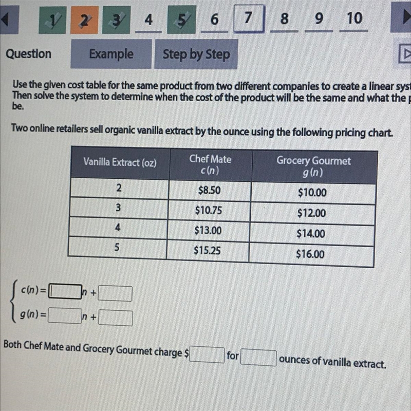 Use the given cost table for the same product from two different companies to create-example-1