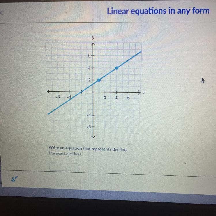 Write an equation that represents the line-example-1