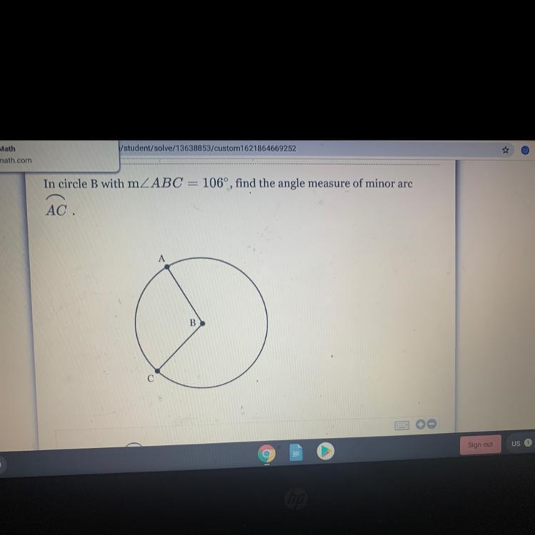 In circle B with m AC.-example-1