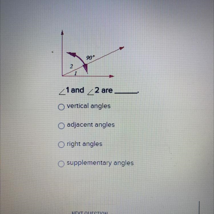 Angle 1 and angle 2 are ____.-example-1