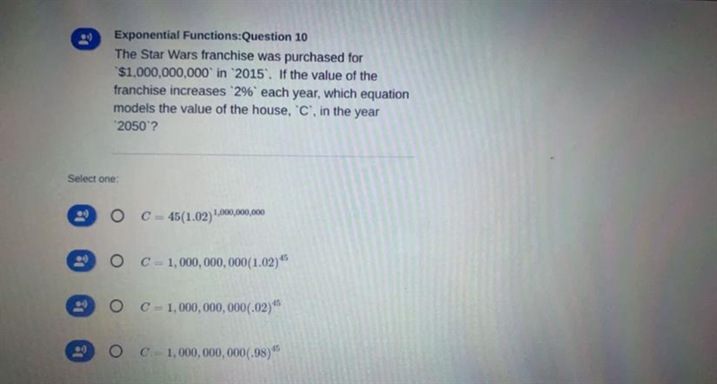 The Star Wars franchise was purchased for $1,000,000,000 in 2015. If the value of-example-1