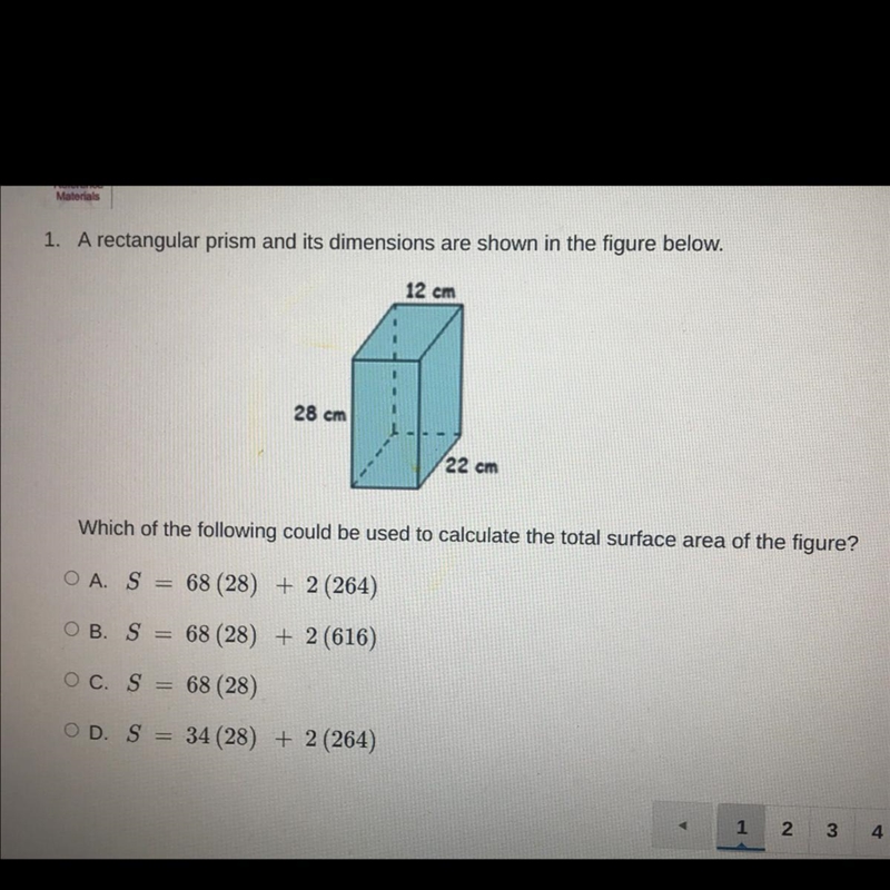 Which of the following could be used to calculate the total surface area of the figure-example-1