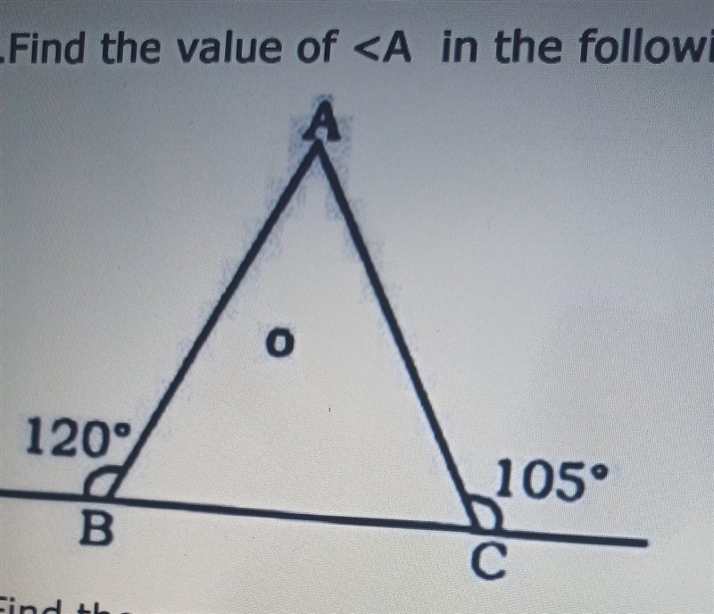 14.Find the value of <A in the following figure. ​-example-1