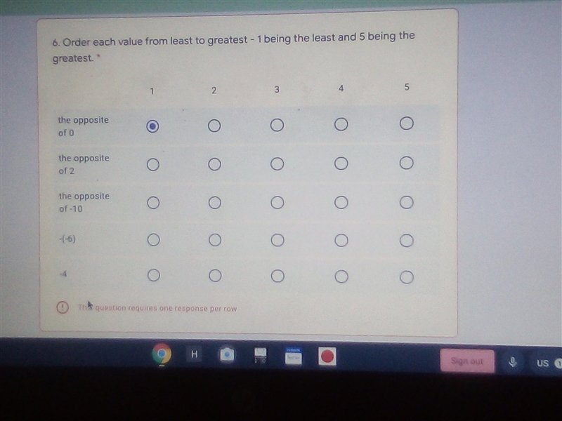 Order each value from least to greatest ---- one being the least and five being the-example-1