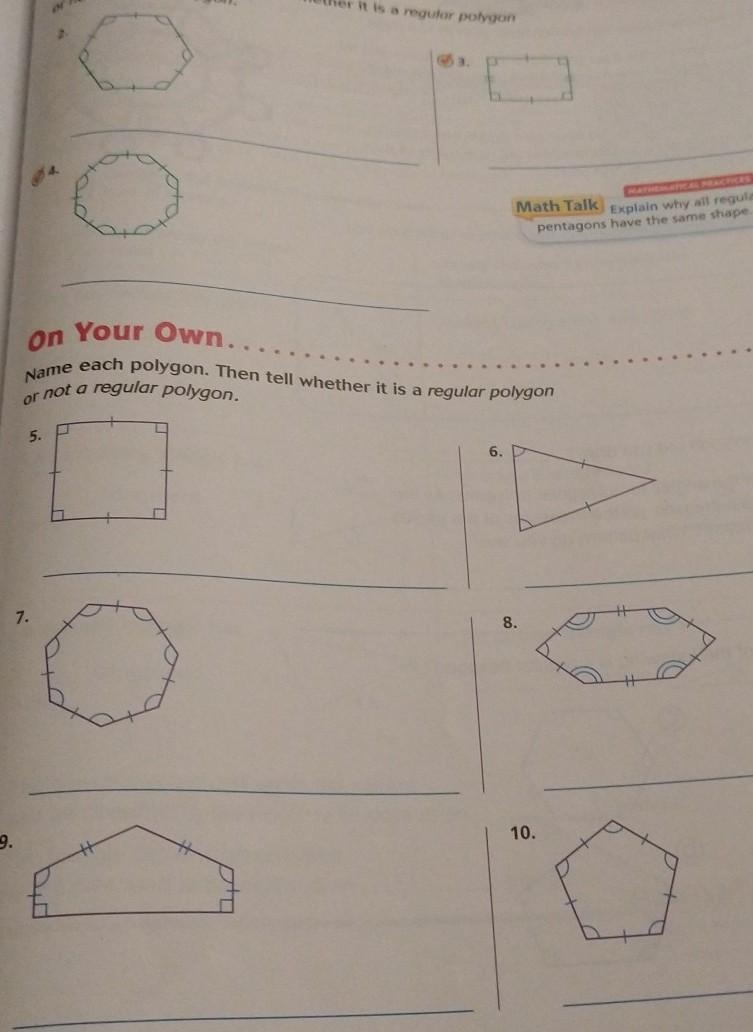 Name each polygon. Then tell if it's regular or not regular.​-example-1