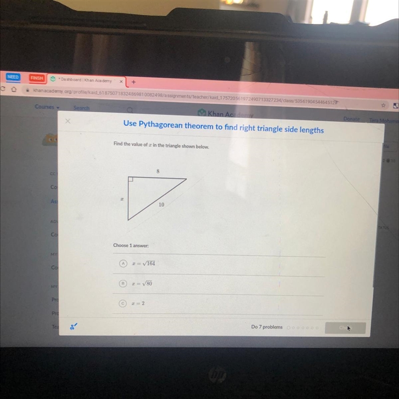 Х Use Pythagorean theorem to find right triar Find the value of x in the triangle-example-1