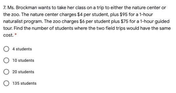 Ms. Brockman wants to take her class on a trip to either the nature center or the-example-1