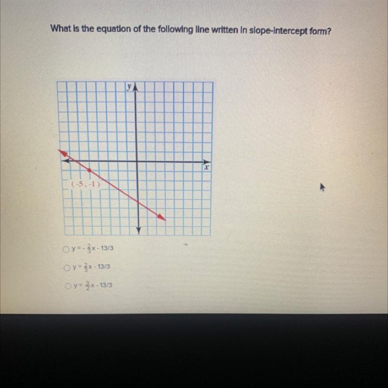 What is the equation of the following line written in slope-Intercept form?-example-1