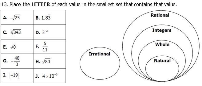 50 points Place the LETTER of each value Make a list-example-1