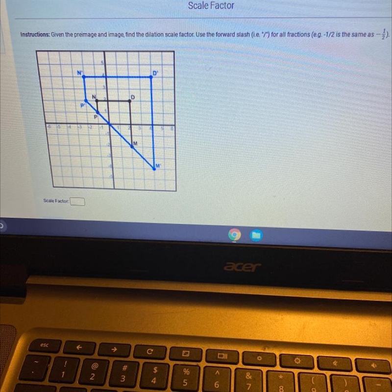 Given the preimage and image, find the dilation scale factor-example-1