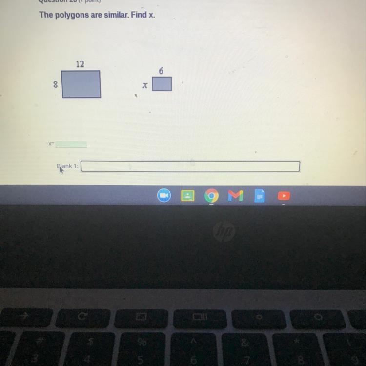 The polygons are similar. Find x. 12 6-example-1