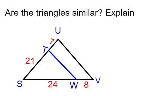 Are The triangles similar ? Explain-example-1