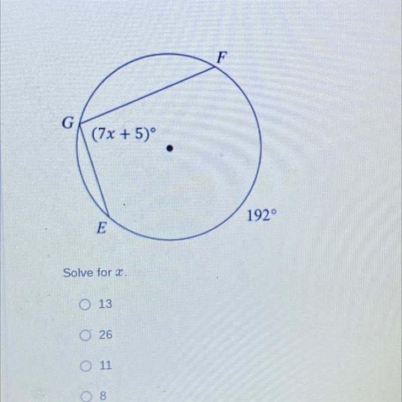 Solve for x. A) 13 B) 26 C) 11-example-1