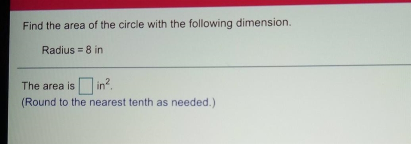 Find the area of the circle with the following dimension​-example-1