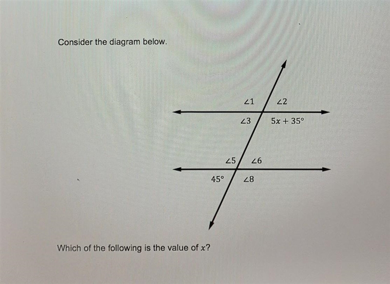 Which of the following is the value of x?​-example-1