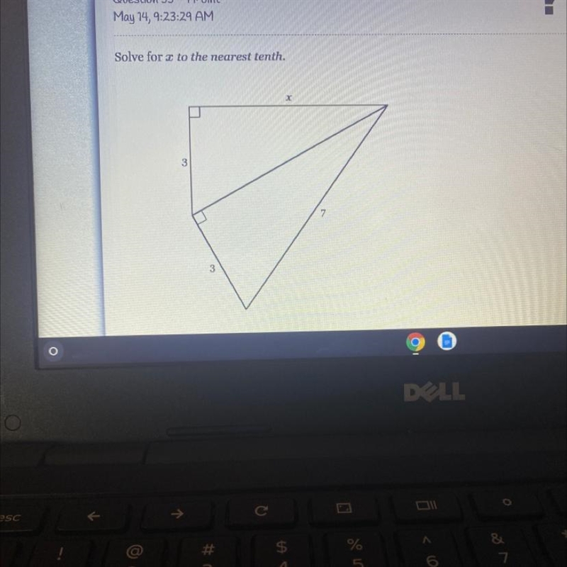 Solve for x to the nearest tenth. х 3 7 3 20 POINTS-example-1