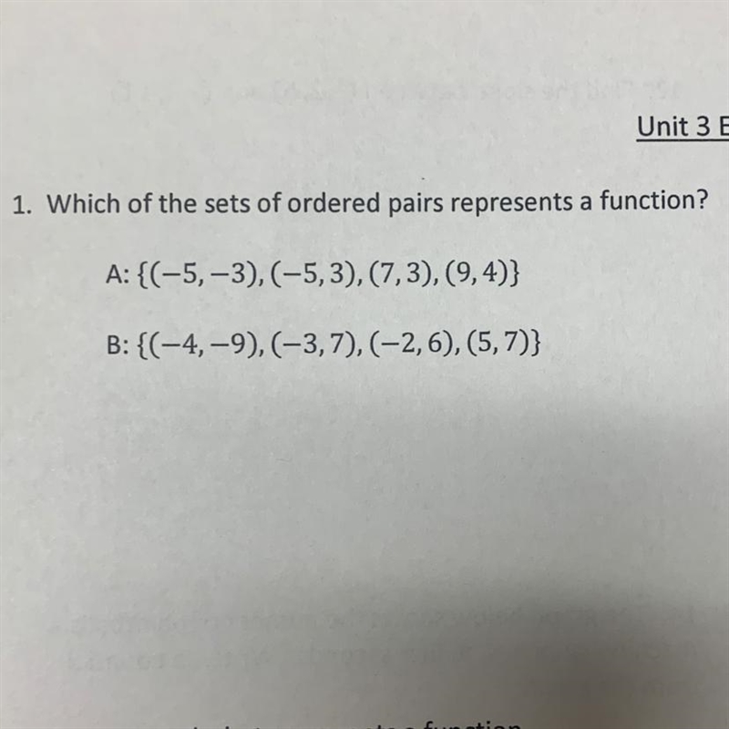 Which sets of ordered pairs represents a function-example-1