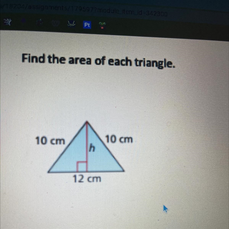 What is the area of the triangle ?-example-1