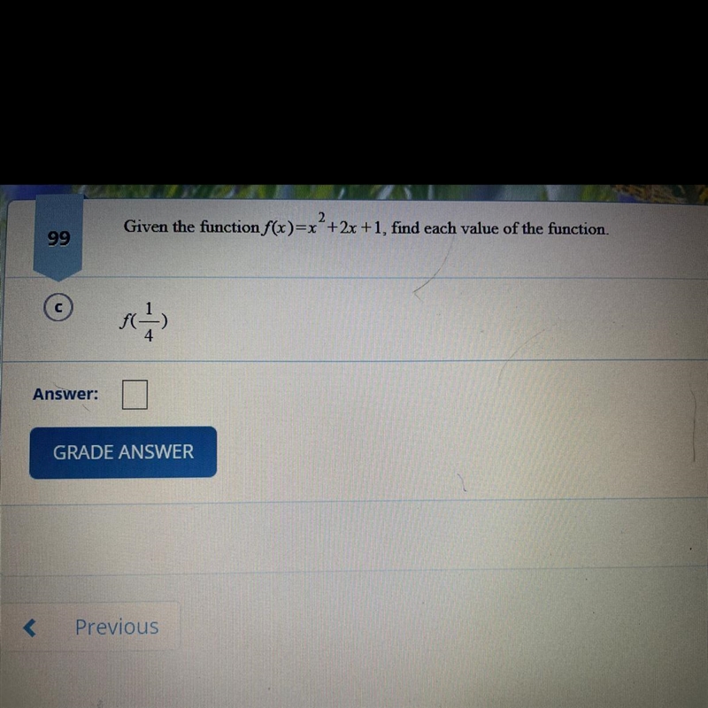 Given the function f(x)=x^2+2x+1, find each value of the function-example-1