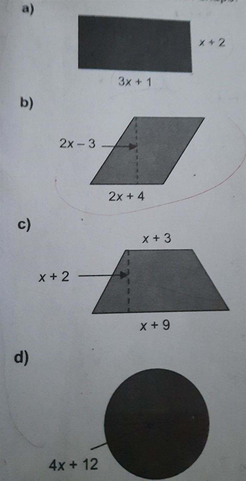 Calculate the area of each shape​-example-1