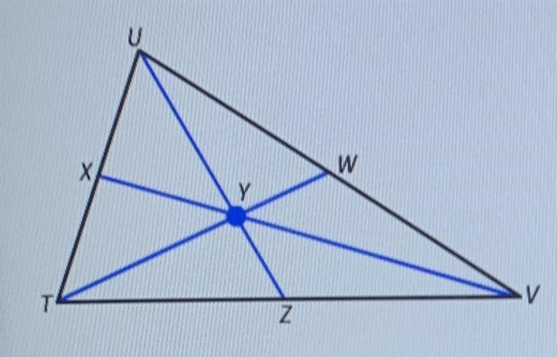 In ATUV, Y is the centroid. If TY = 30, what is YW? A.15 B.45 C.30 D.60-example-1