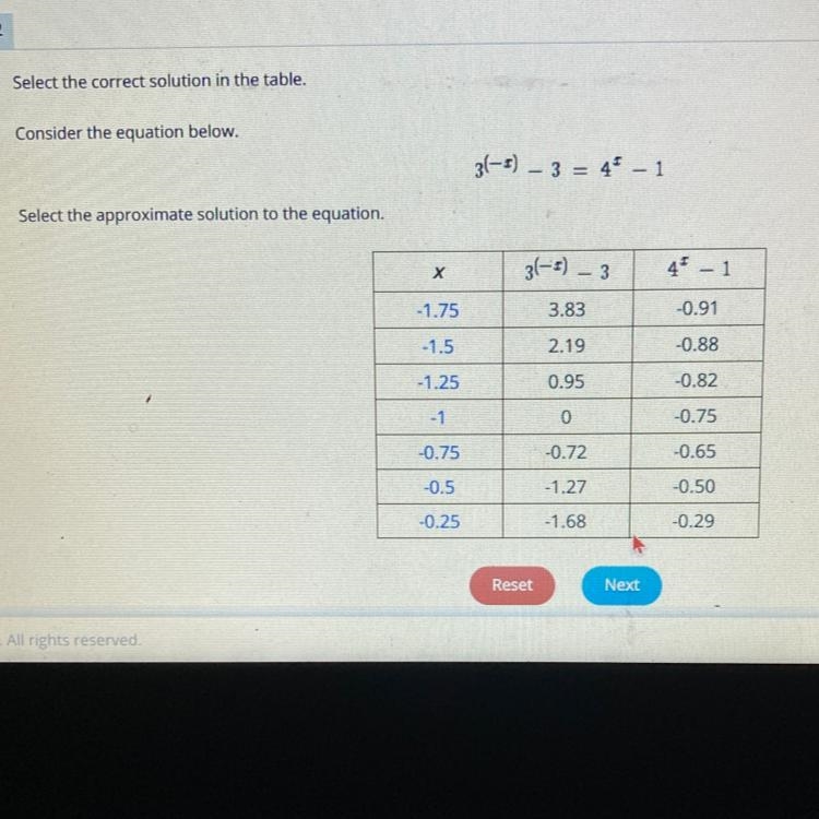 Select the approximate solution to the equation-example-1