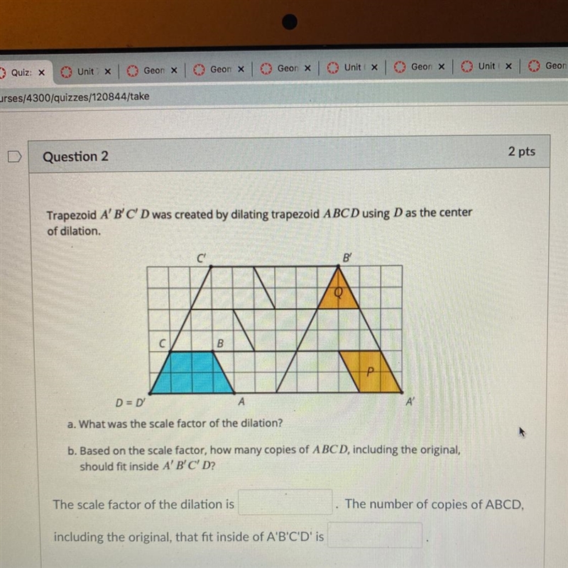 A.) what was the scale factor of the dilation b.) Based on the scale factor, how many-example-1