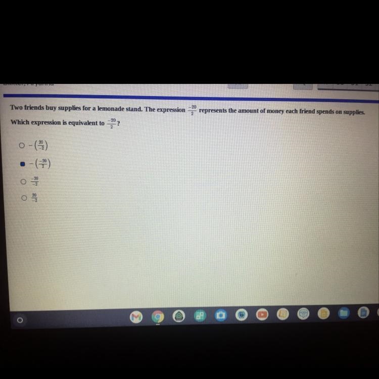 Which expression is equivalent to -20/2-example-1