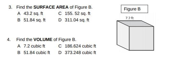 Help me find the surface area and volume for this cube, please-example-1