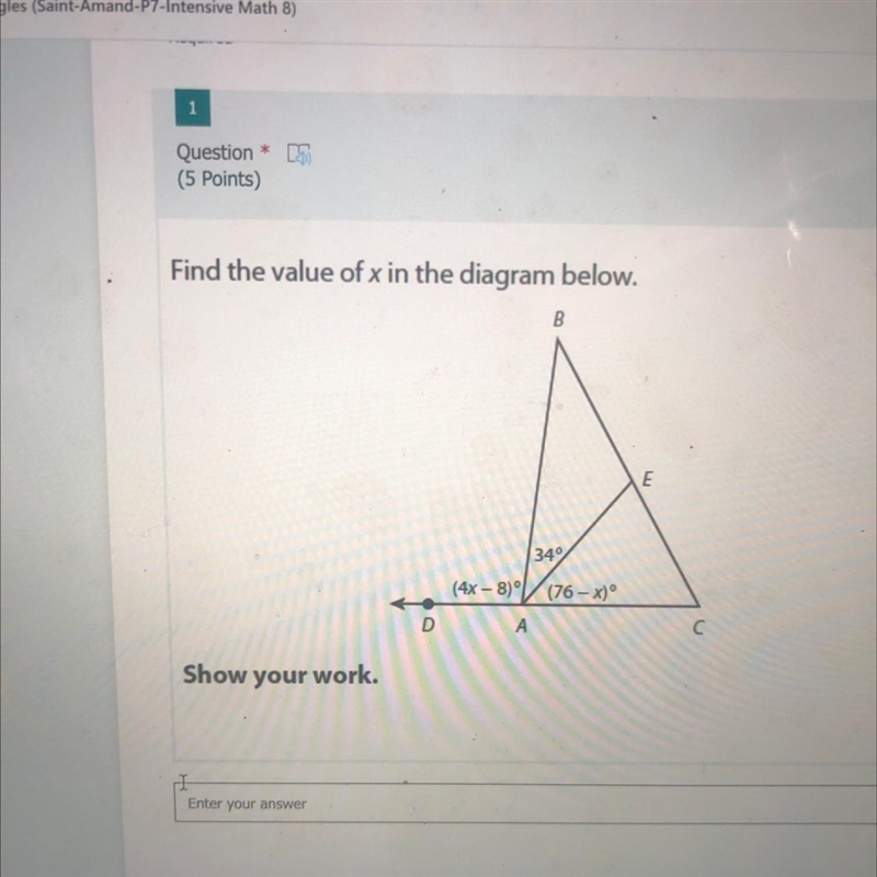 Find the value of x in the diagram below-example-1