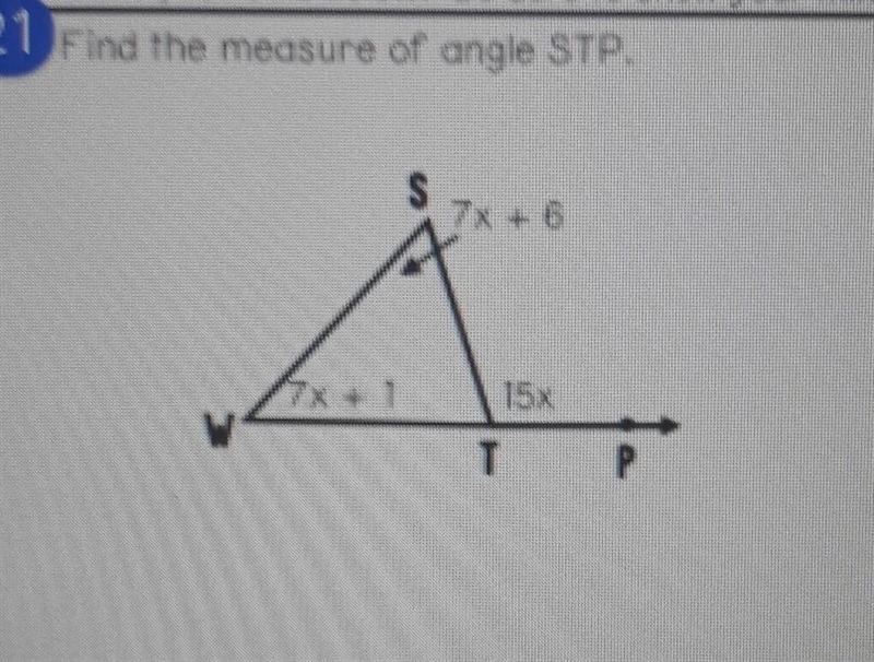 Find the measure of angle STP. Pleasee help!! ​-example-1