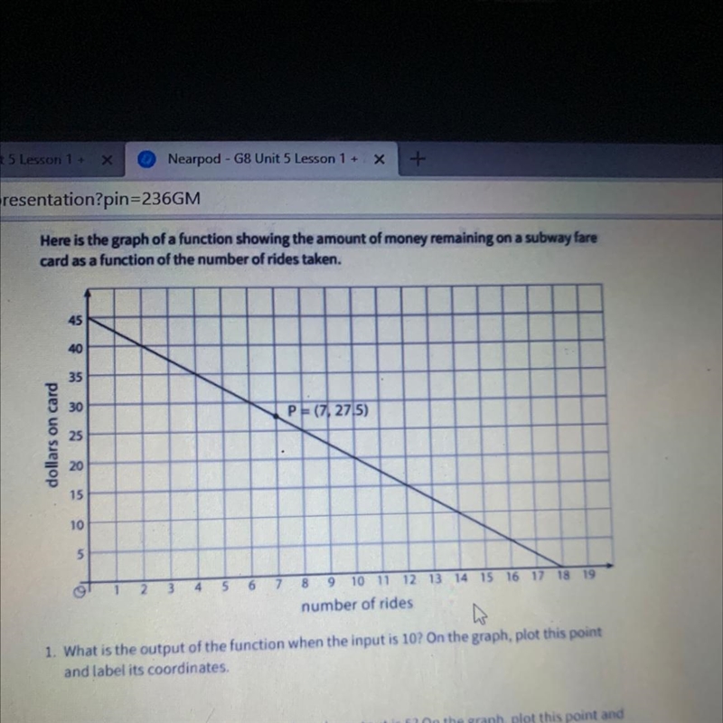 What is the output of the function when the input is 10? On the graph plot this point-example-1