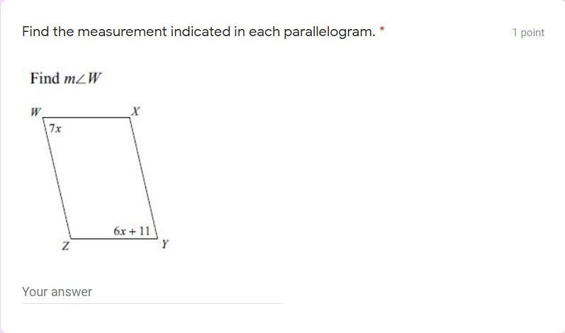 PLEASE help!!!!! Find the measurement indicated in each parallelogram. Find m &lt-example-1