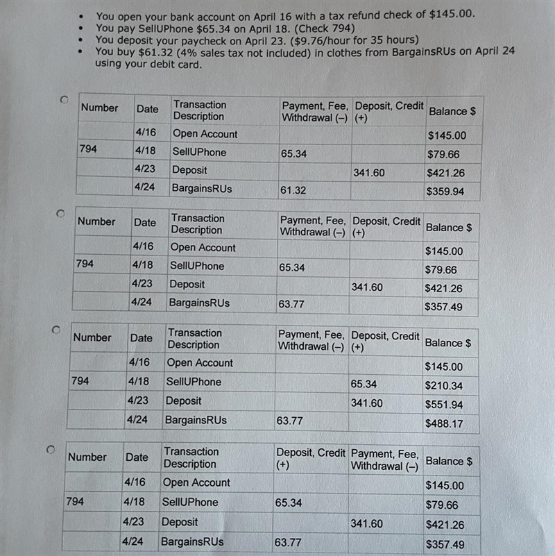 Choose the register that most accurately represents the following transactions? I-example-1