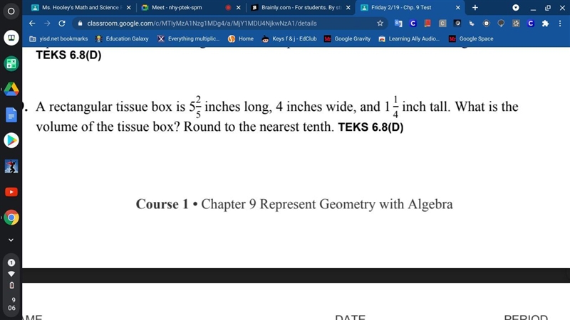 A rectangular tissue box is 52 5 inches long, 4 inches wide, and 1 1 4 inch tall. What-example-1