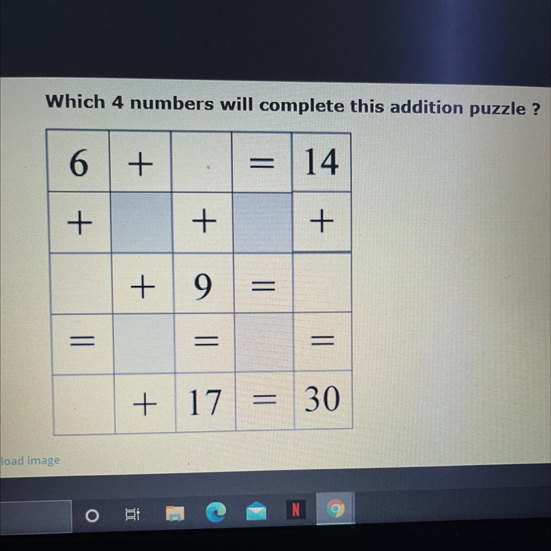 Which four numbers will complete this addition puzzle?-example-1