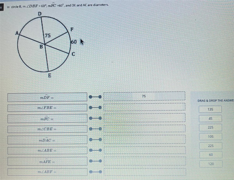 I just need to drag the degrees to their corresponding parts attached (Angles in Circles-example-1