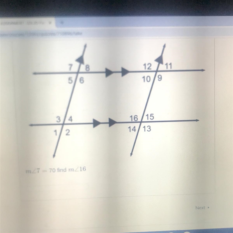 Please help M<7=70 find m<16-example-1