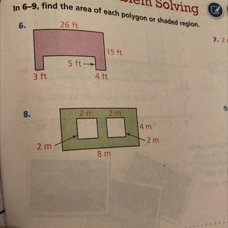 What are the areas of #6 and #8? Please help me out-example-1