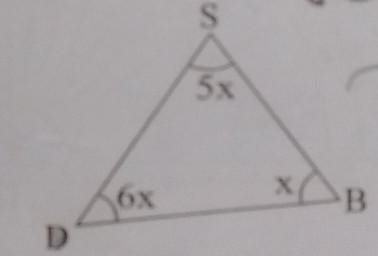 Find the value of x in each of the given triangles.​-example-1