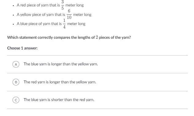 Roger has 3 pieces of yarn described below.-example-1