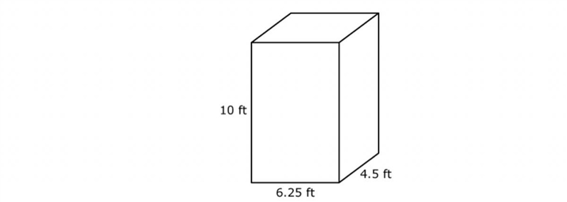 Find the volume of the rectangular prism. 90.625 cubic feet 107.5 cubic feet 281.25 cubic-example-1