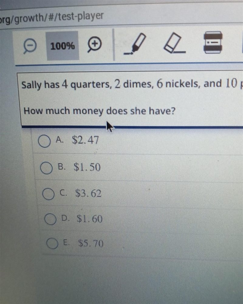 Sally has four continents 2 dime 6 nickels and 10 pennies can you please help me​-example-1